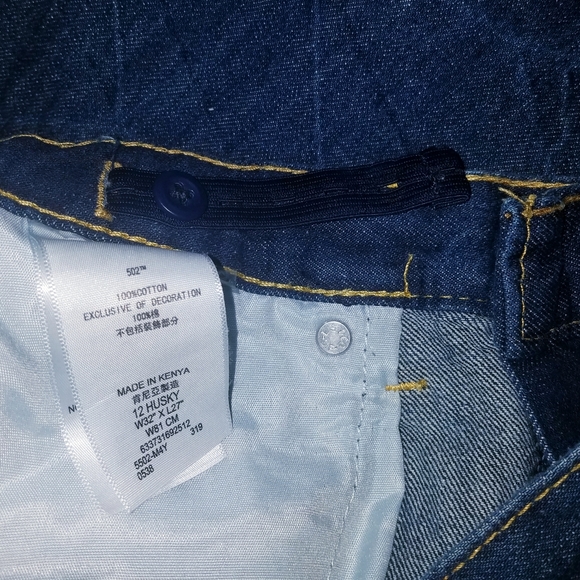 New Boys 12 Husky Levis Dark Denim Regular Tapered 502 Jeans - Picture 3 of 4